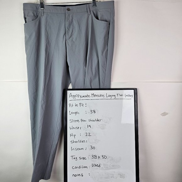 Adidas Pants Mens 38x30 Gray Solid Go-To 5-Pocket Tapered Golf Performance - Picture 3 of 9